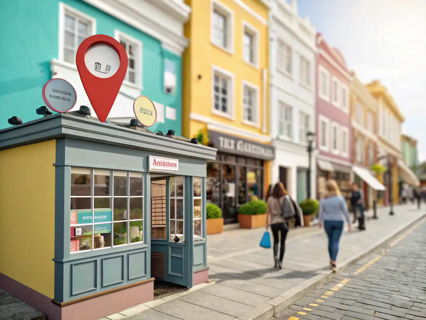 An image depicting a network of interconnected local businesses and community organizations, symbolizing the importance of local link building and community engagement for local SEO success.