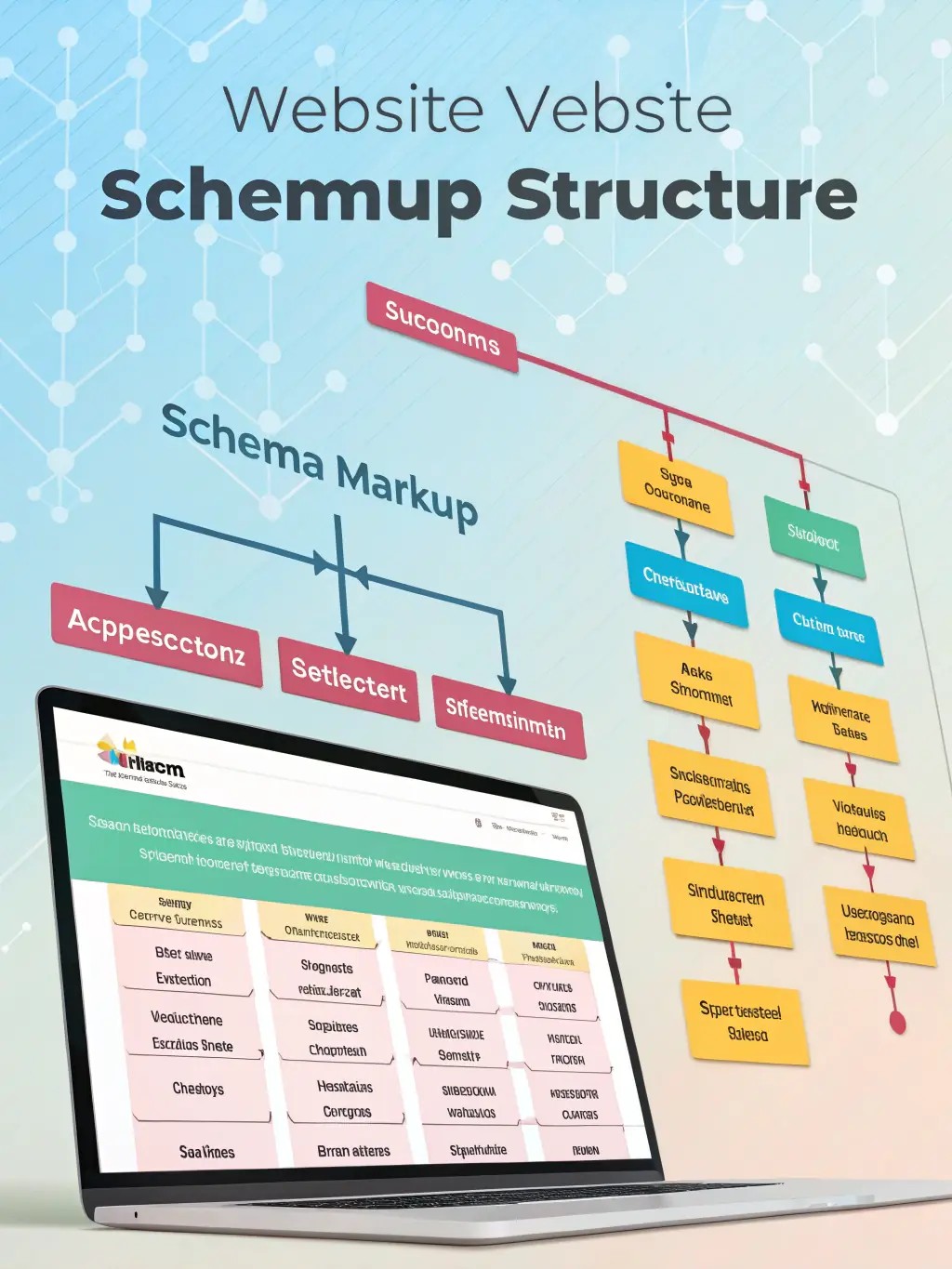 A graphic illustrating the integration of SEO best practices into the website design process, highlighting Luna Media Solution's focus on search engine optimization from the ground up.