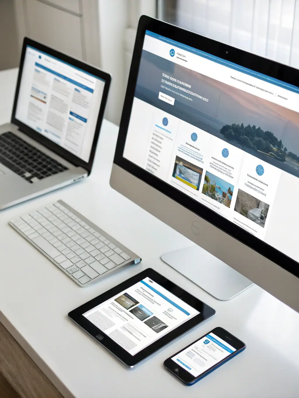 A visually appealing image of a responsive website design displayed across various devices (desktop, tablet, mobile), highlighting the adaptability and user-friendliness of Luna Media Solution's designs.